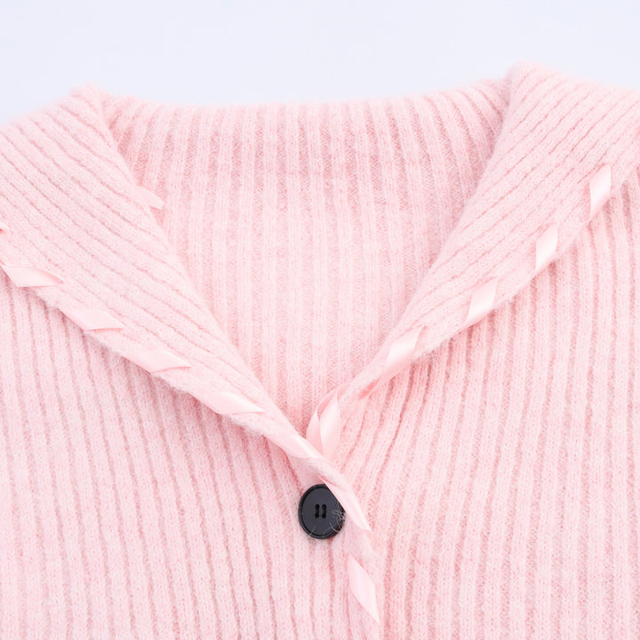 Knitted jacket for women with artistic collar and ribbed structure Lune London