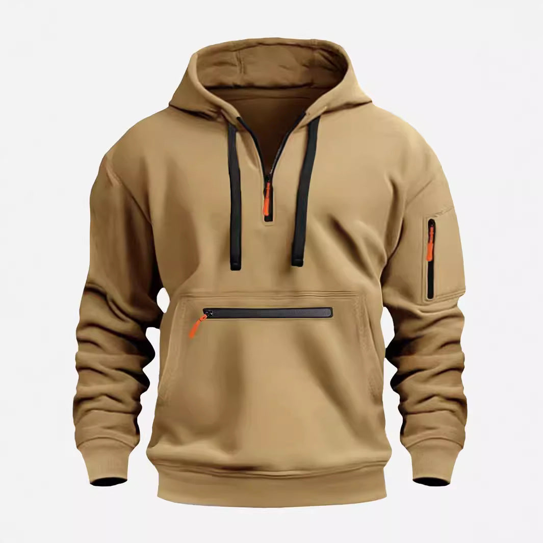 Trendy men's hoodie with practical zip pockets Lune London