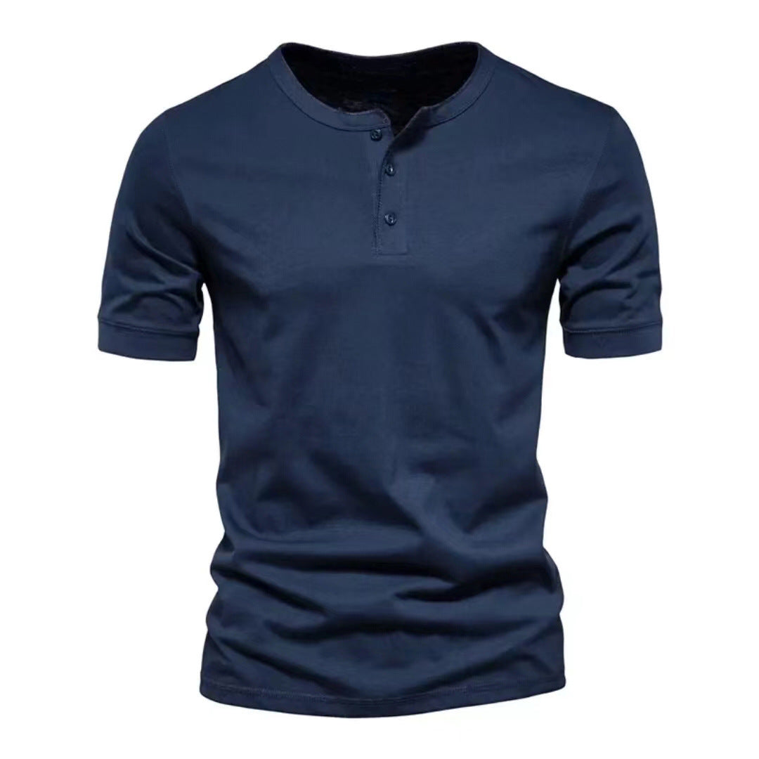 Men's short sleeve Henley shirt with button placket Lune London