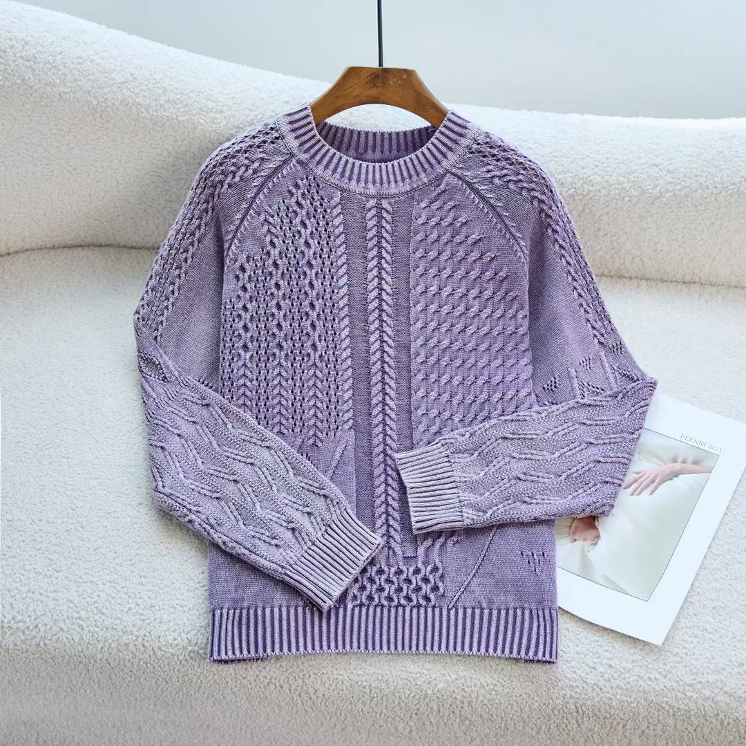Cozy knitted sweater for women with a structured twisted pattern Lune London