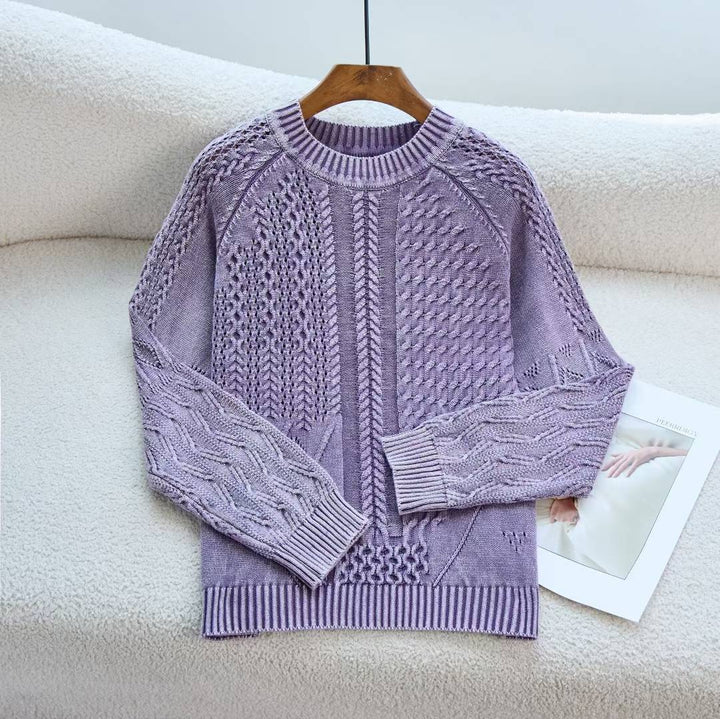 Cozy knitted sweater for women with a structured twisted pattern Lune London