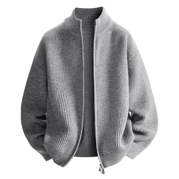 Trendy knit jacket for women with high collar and zip Lune London