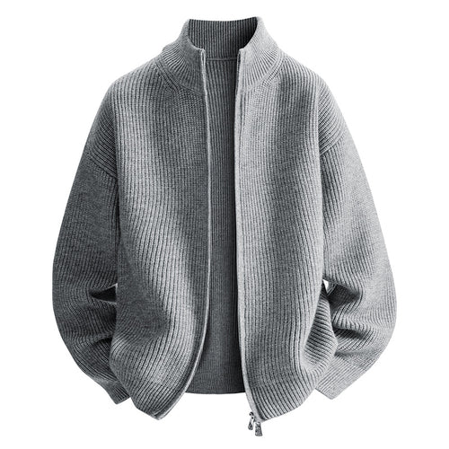 Trendy knit jacket for women with high collar and zip Lune London