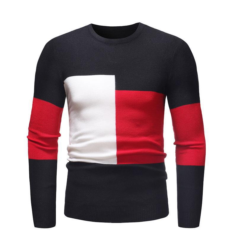 Designer men's sweater with modern block pattern Lune London