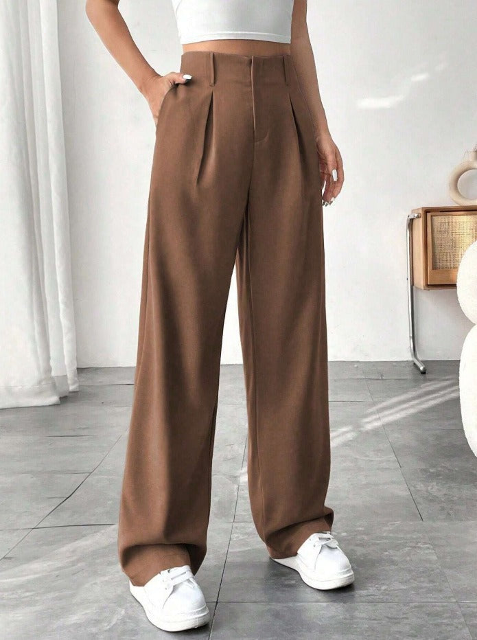 High-waisted wide trousers for women with pleats Lune London
