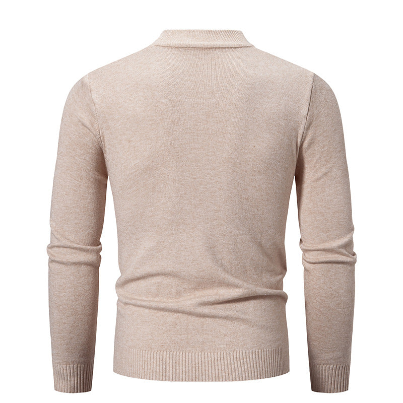 Men's Fine Knit Pullover with High Collar and Elastic Cuffs Lune London