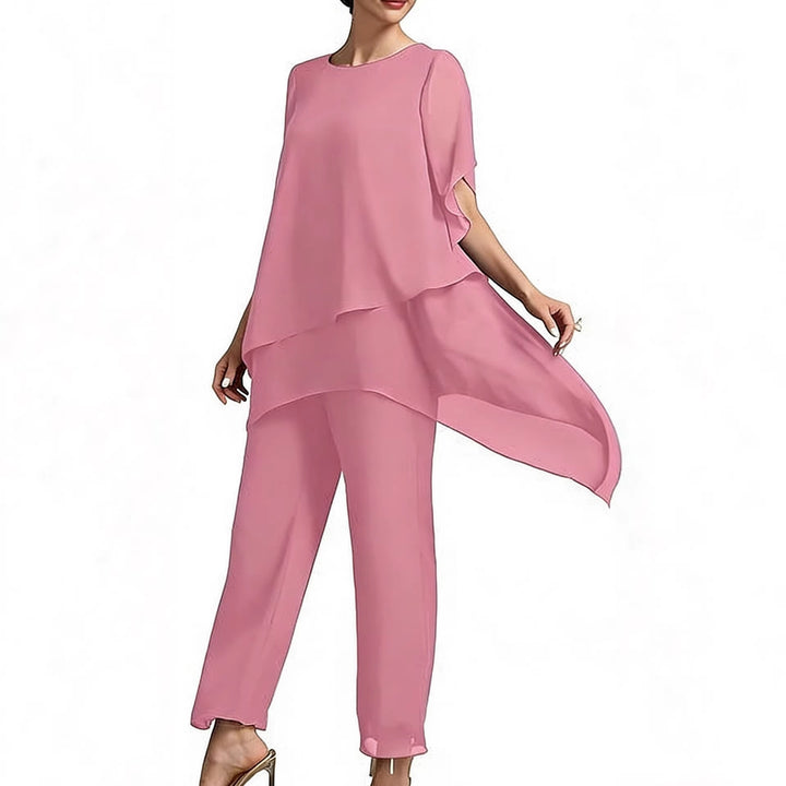 Women Elegant Two-Piece Set with Airy Sleeves and Asymmetrical Hem Lune London