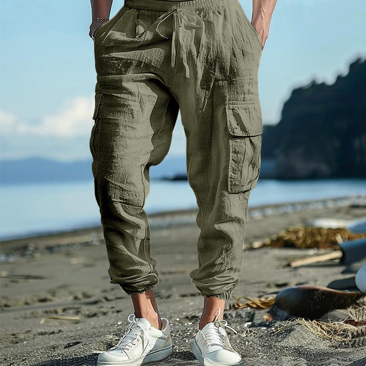 Casual cargo pants for men with elastic waistband and practical pockets Lune London