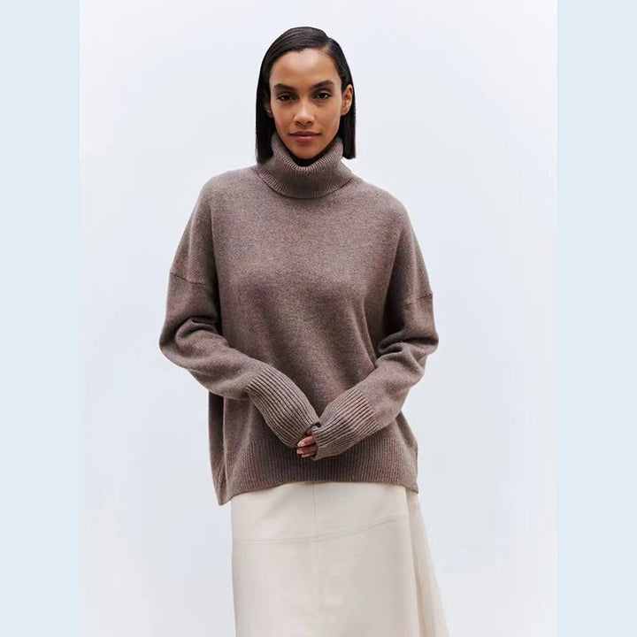 Loop collar sweater for women in soft material Lune London
