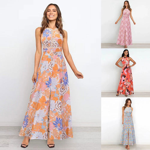 Women Maxi Dress Backless with Floral Print Lune London