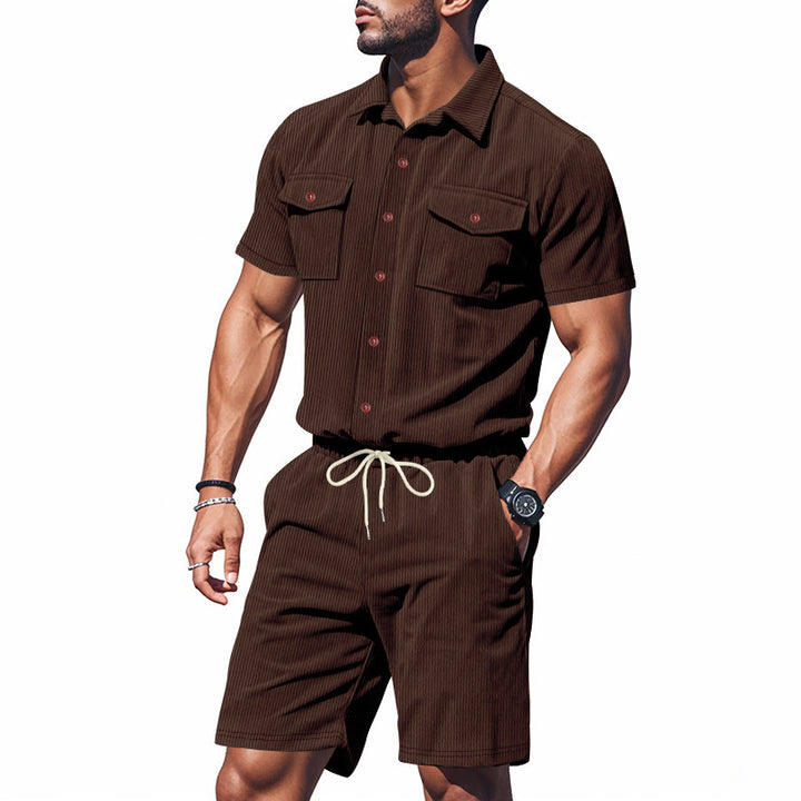 Elegant leisure suit for men with structured details and practical chest pockets Lune London