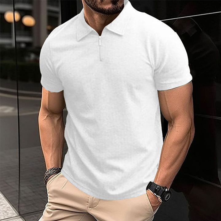 Polo for men with modern zipper and structured fabric Lune London