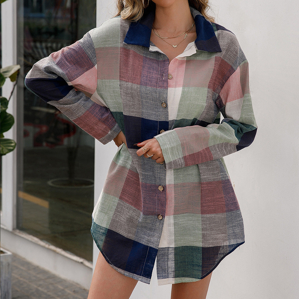 Plaid shirt dress for women in high-quality material with long sleeves Lune London