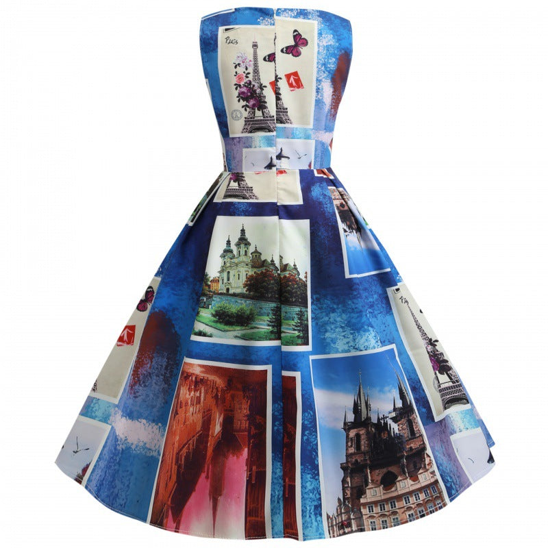 Robe A-Line Vintage Femme avec Design Artistique Chic & Stil