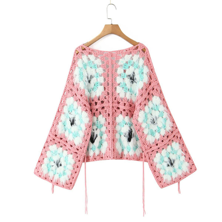 Trendy knitted jacket for ladies with a unique crochet pattern Lune London