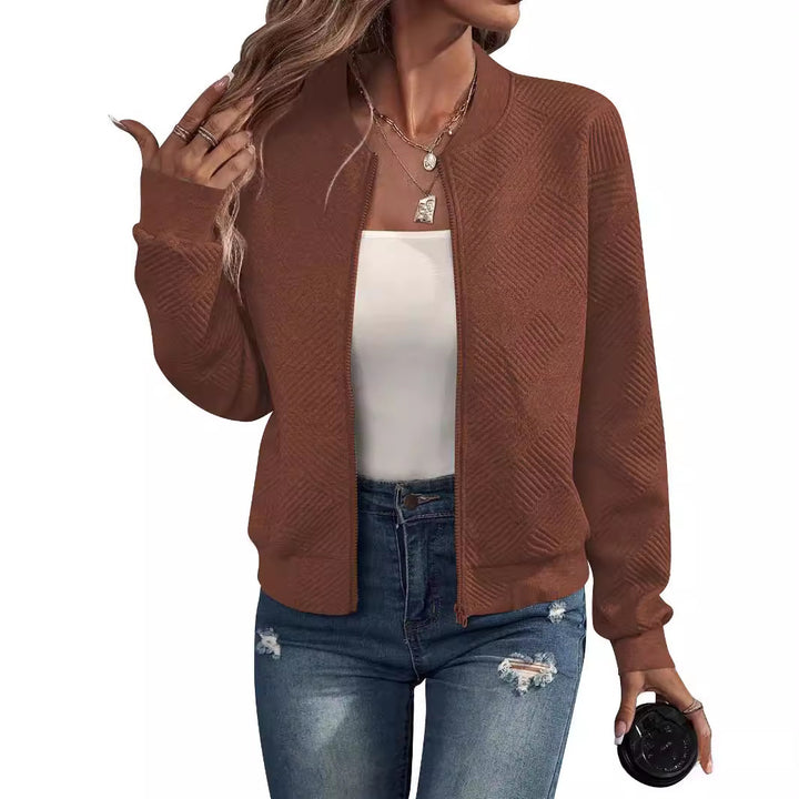 Casual bomber jacket for women with a fine texture design and practical pockets Lune London