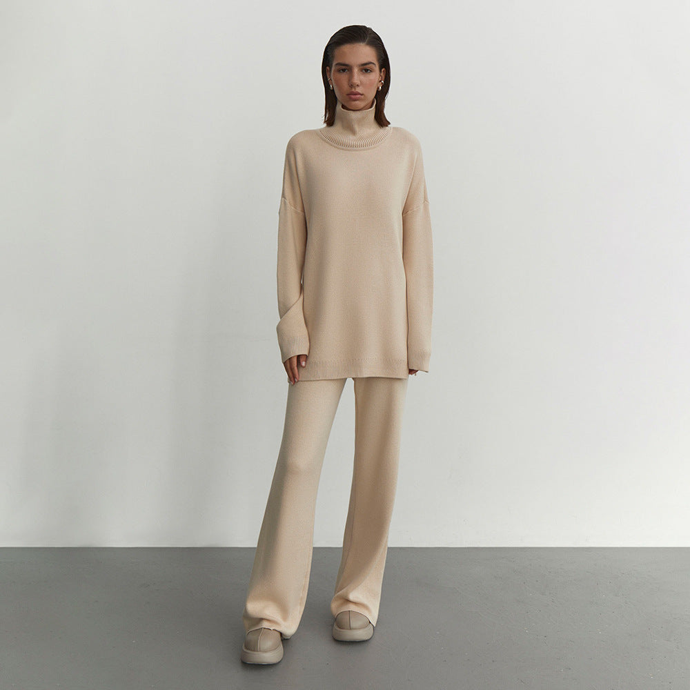 Modular knitted set for women with high collar and loose fit Lune London