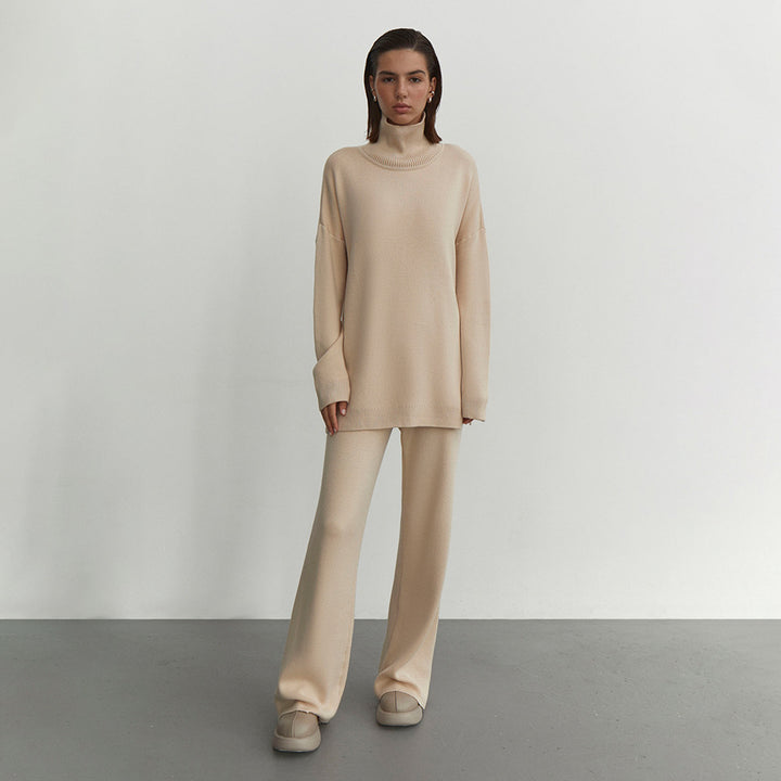 Modular knitted set for women with high collar and loose fit Lune London