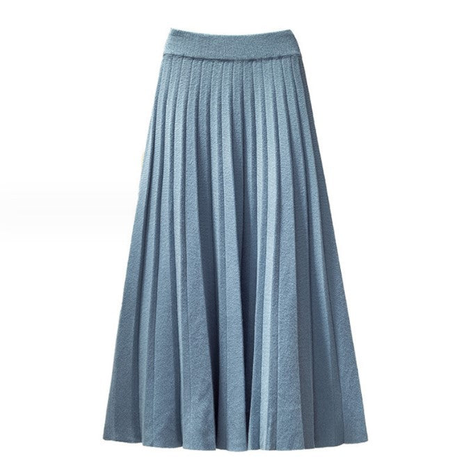 Lune London High-Quality Knit Fabric Pleated Maxi Skirt for Women