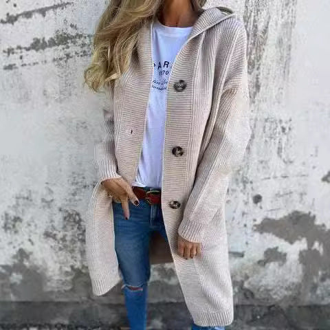 Lune London | Women's Long Cardigan with High-Quality Ribbed Structure and Elegant Buttons