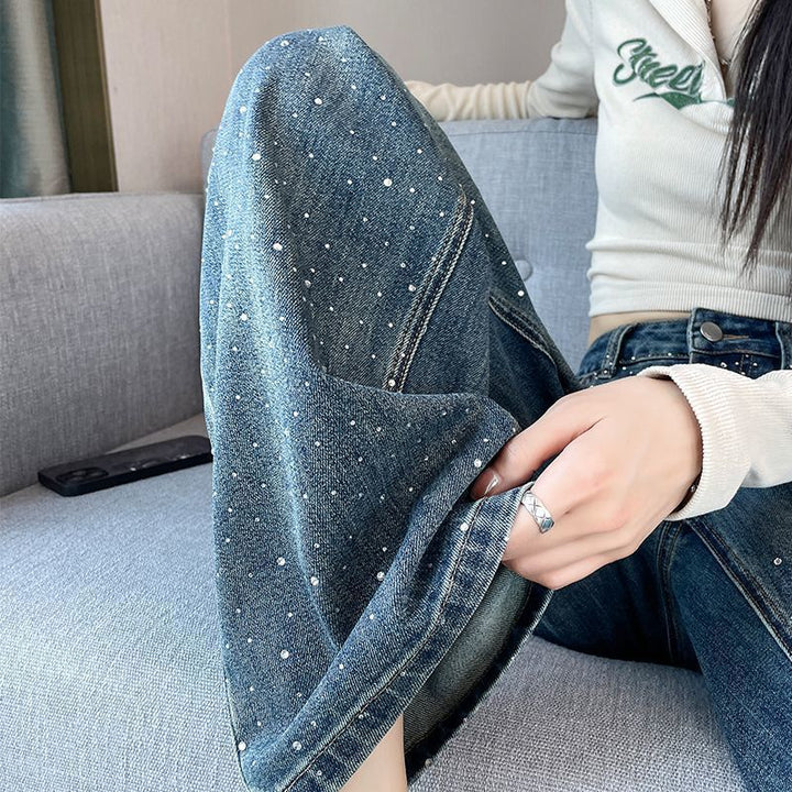 Jeans pour dames avec des détails en perles brillantes Chic & Stil