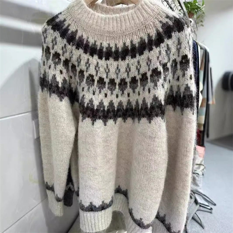 Pull en tricot pour femmes avec motif norvégien Chic & Stil