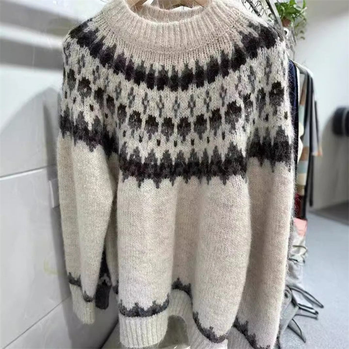 Pull en tricot pour femmes avec motif norvégien Chic & Stil
