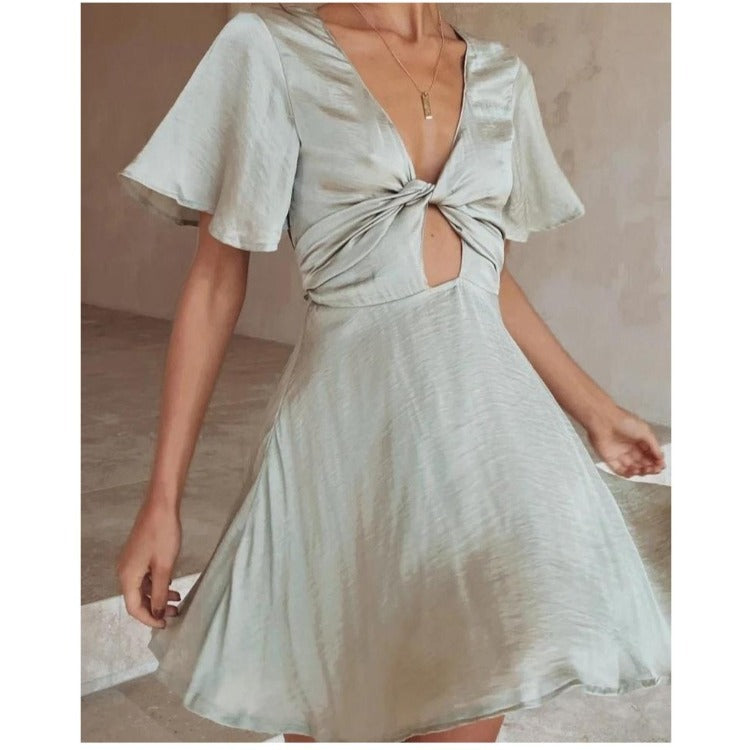 Chic Slinky Twist Mini Dress for Women