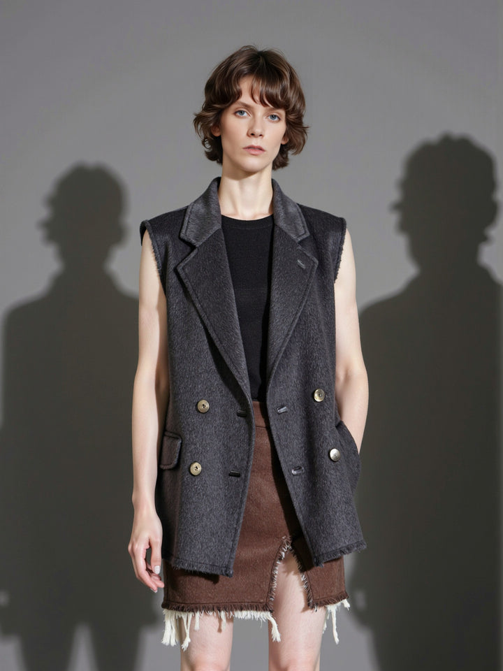 Gilet élégant et décontracté pour femmes avec double rangée de boutons Chic & Stil
