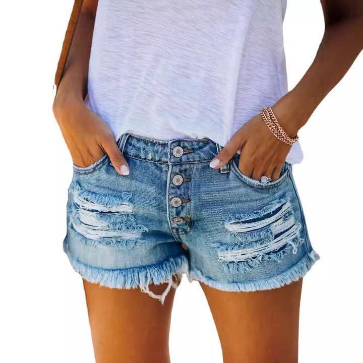 Shorts en denim déchirés pour femmes Chic & Stil