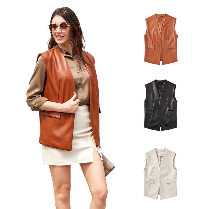 Transitional women's leather vest in high quality Lune London