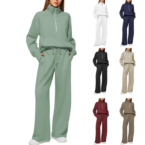 Ladies elegant and casual leisure set with high collar and wide pants Lune London