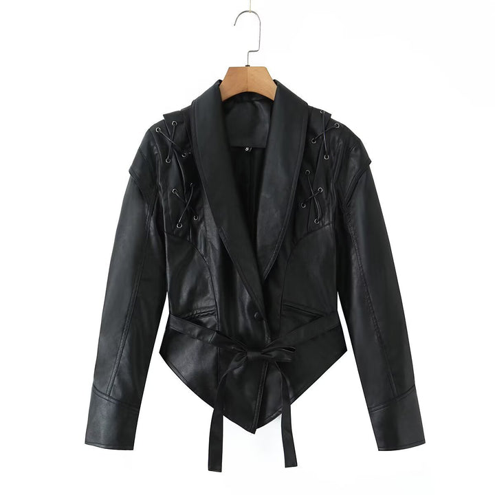 Blazer en cuir designer pour femmes Lune London