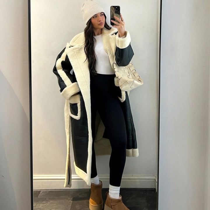 Ladies Oversized Faux Fur Jacket with Pockets and Elegant Cut Lune London