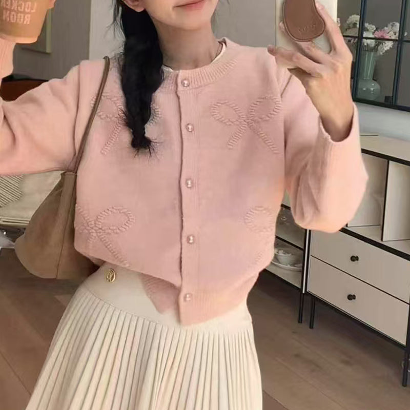 Ladies comfortable short sleeve knitted cardigan with high quality button details Lune London
