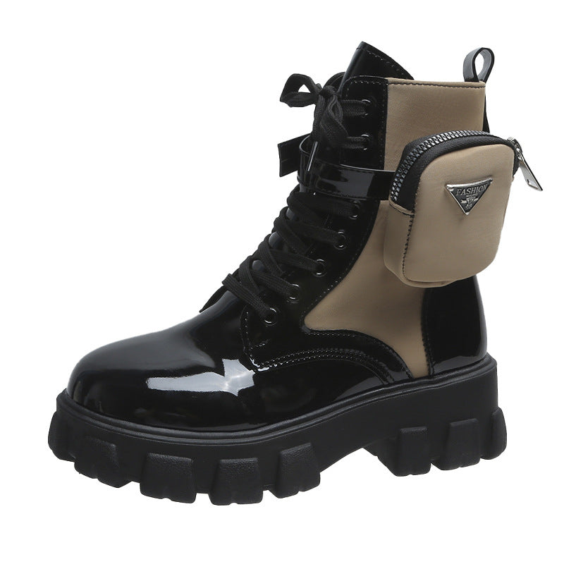 Women Chunky Boots with Practical Side Pocket Design Lune London
