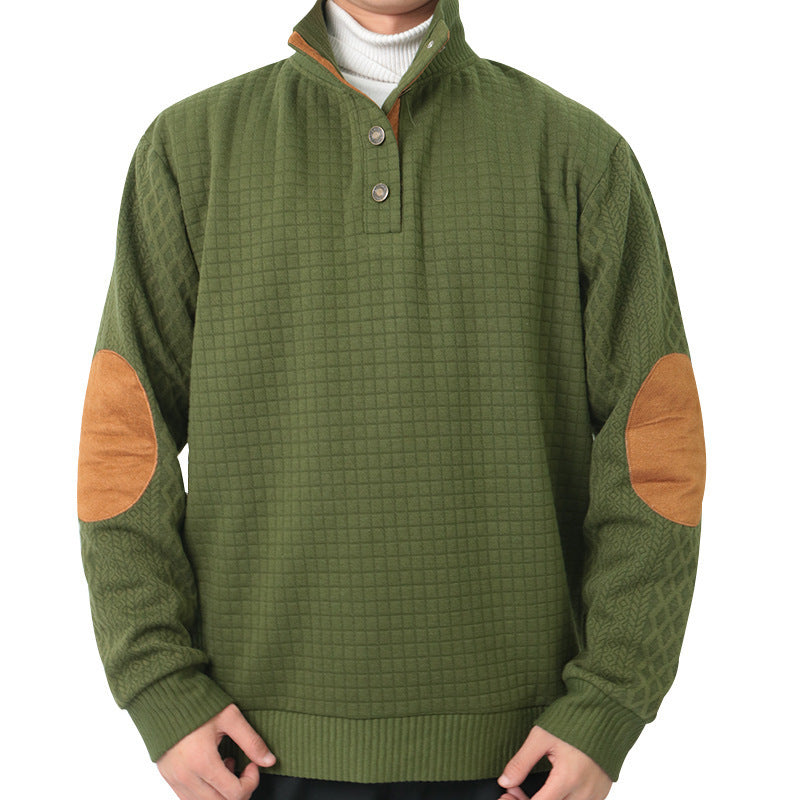 Men's sweater with high collar and leather applications Lune London