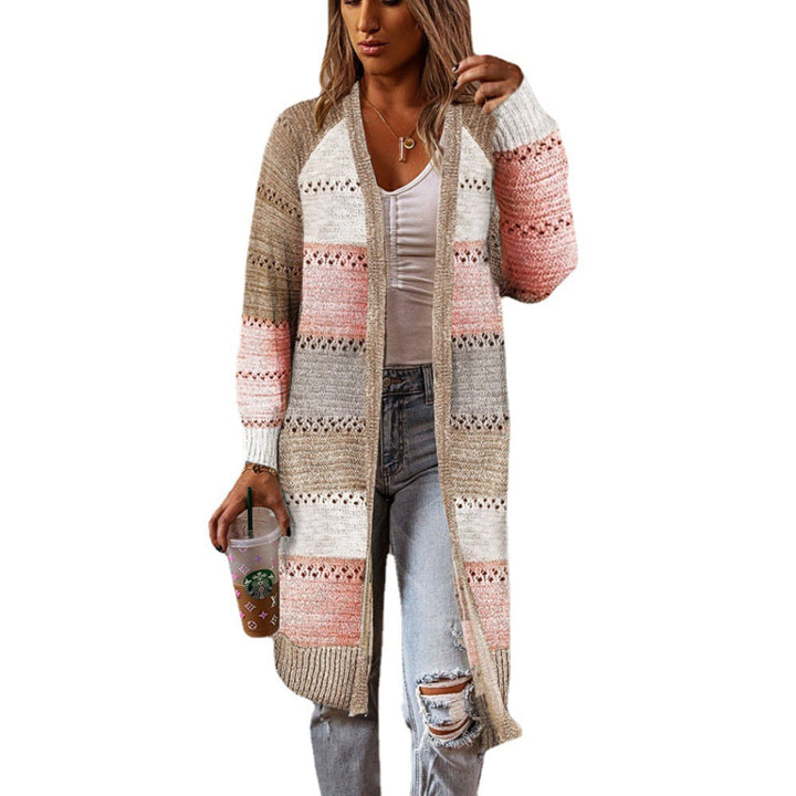 Ladies long cardigan with textured striped pattern Lune London