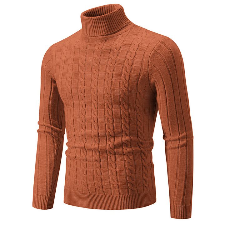 Knitted sweater for men with high collar and cable pattern Lune London