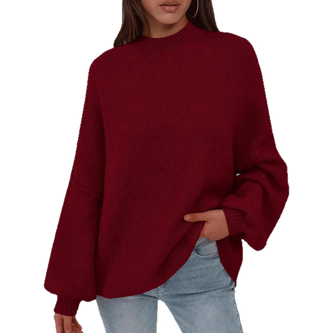 Ladies oversized knit sweater with comfortable fit and high collar Lune London