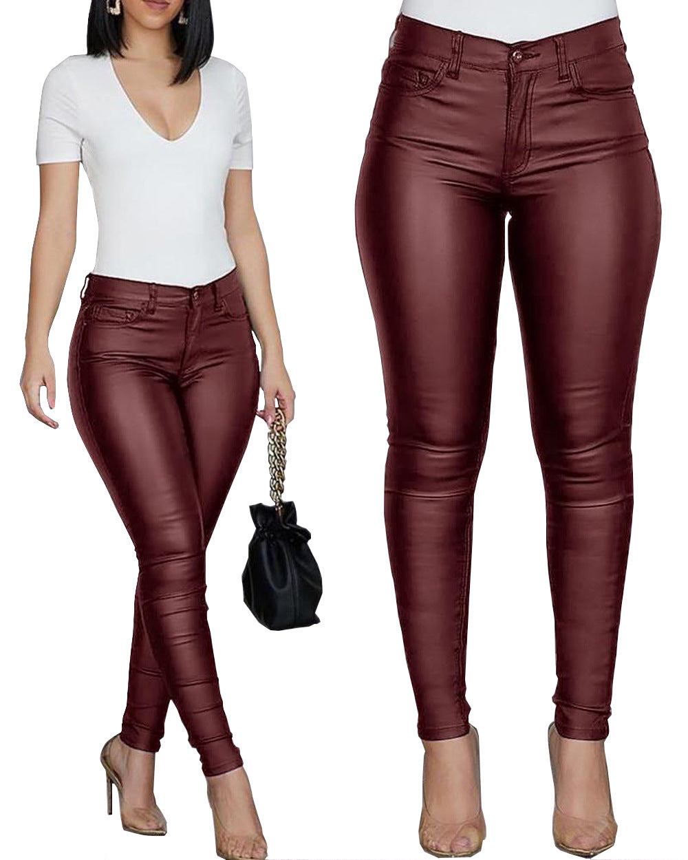 Pantalons ajustés taille haute pour femmes Chic & Stil