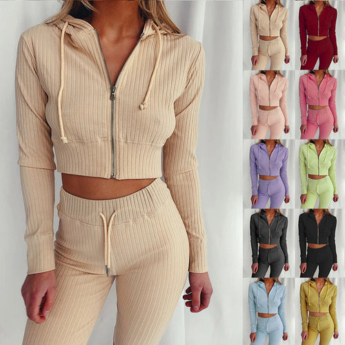 Dames Ensemble de Crop Top Sportif et Leggings Chic & Stil