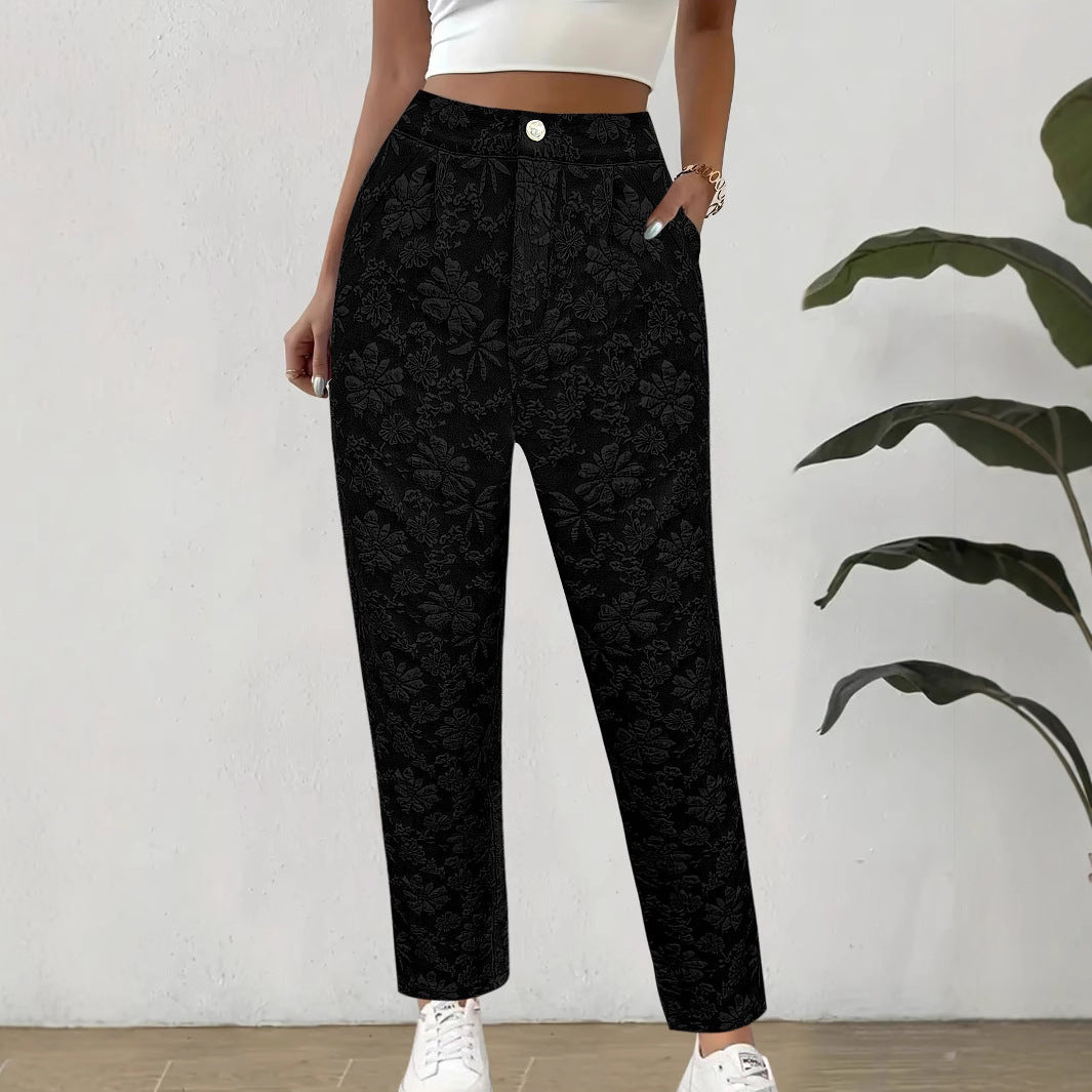 Ladies Floral Print Relaxed Fit Chic Style Pants