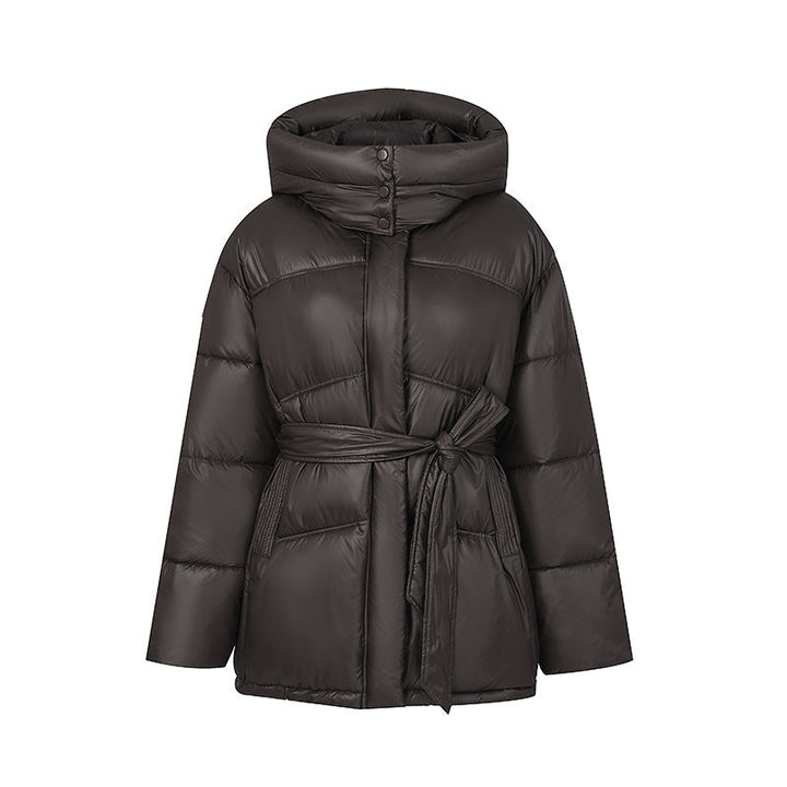Ladies Stylish Padded Winter Coat with Belt and Hood Lune London