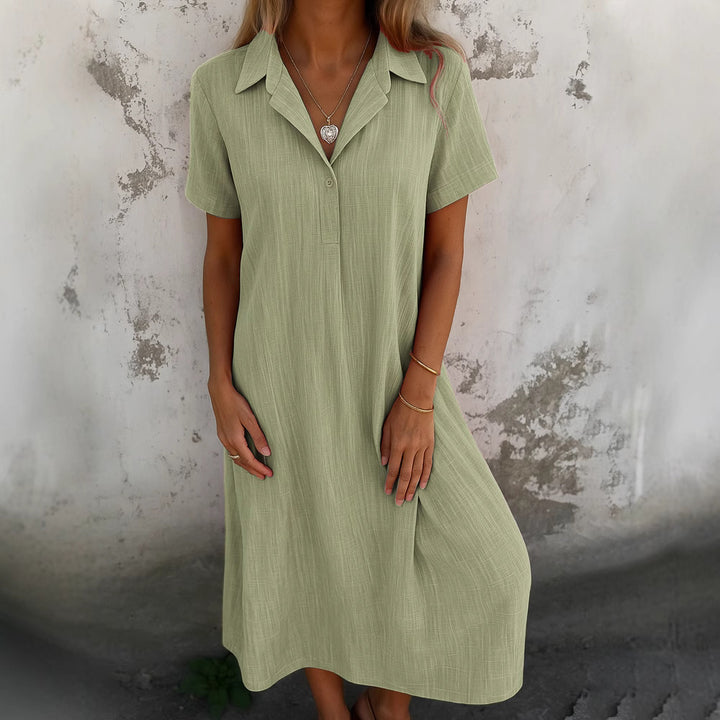 Casual maxi dress for women with collar and short sleeves Lune London