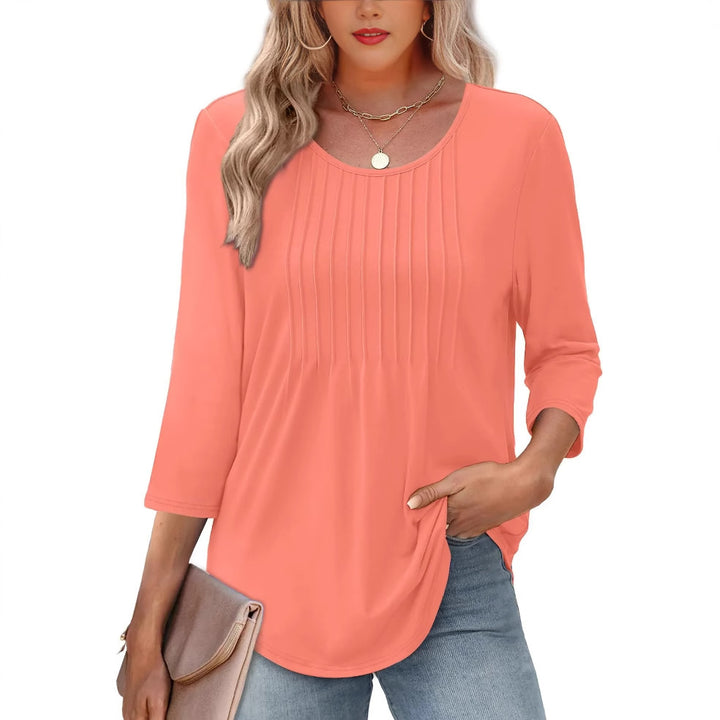 Ladies elegant long sleeve shirt with gathers Lune London