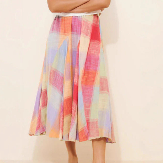 Jupe midi femme avec motif écossais coloré Chic & Stil