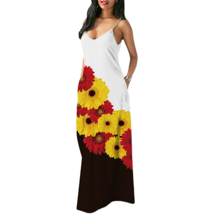 Robe maxi femme avec accents floraux et poches latérales sophistiquées Chic & Stil