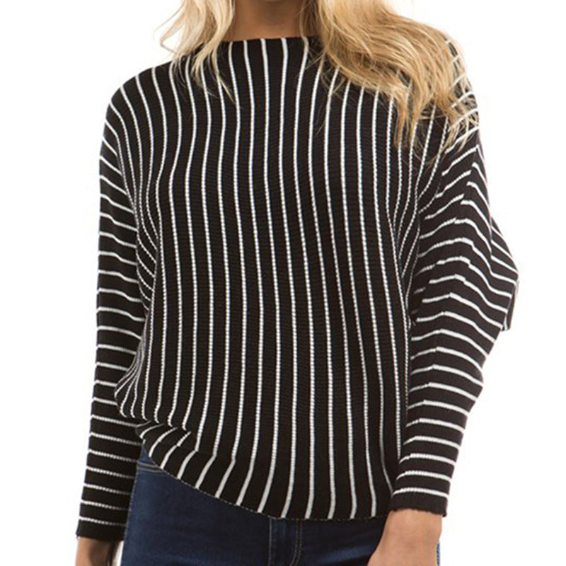Wide cut striped women's sweater with innovative design Lune London