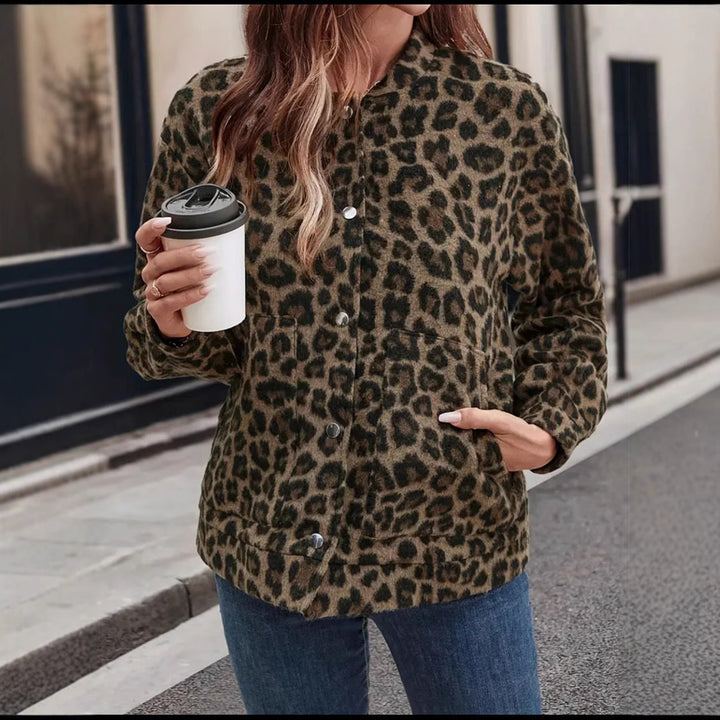 Lune London Leopard Print Casual Faux Fur Jacket for Women